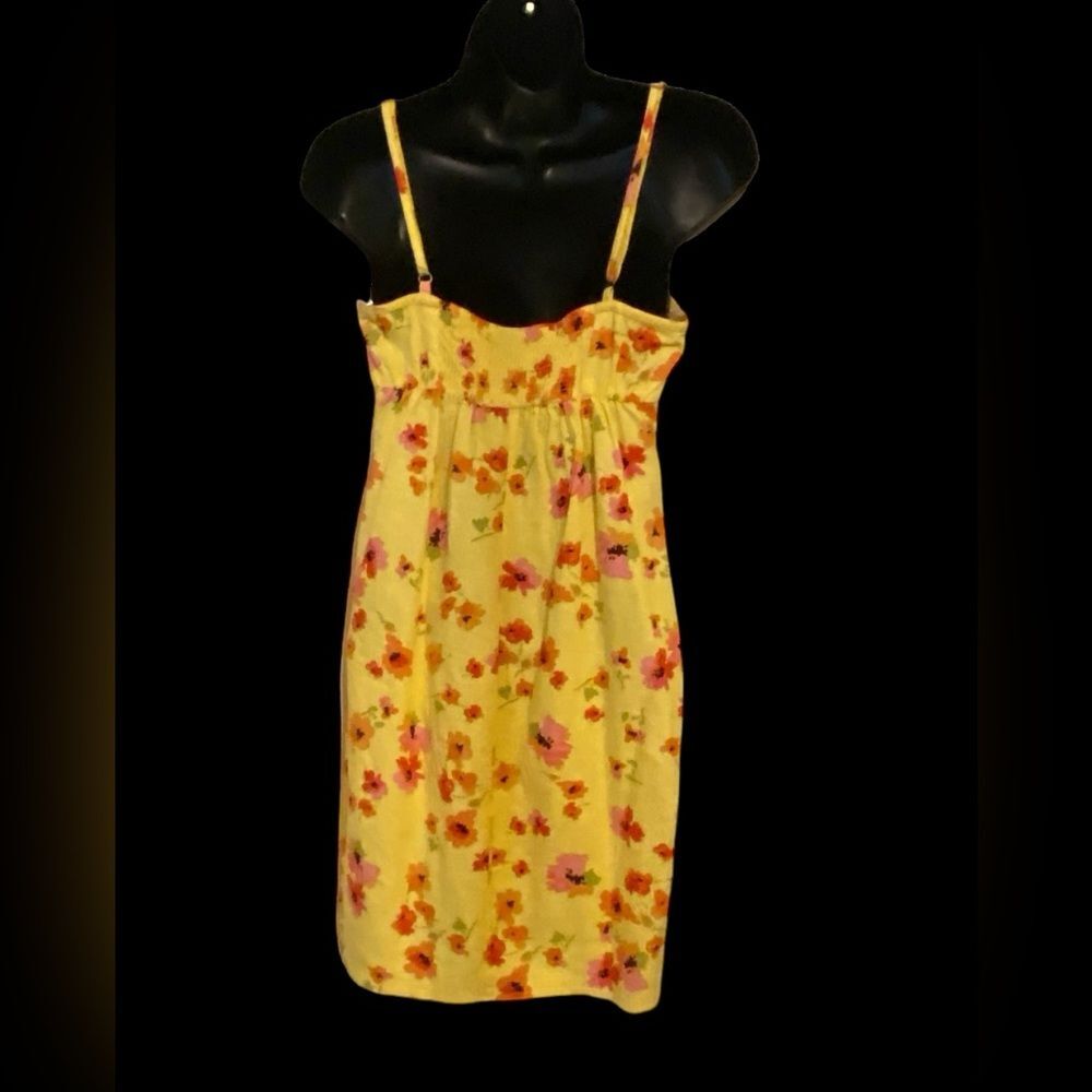 Juniors sundress Floral Ruched Linen Floral Print Dress Adj. Straps NWOT XXS - Picture 9 of 12